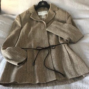 Doncaster Brown Cream Tweed Silk Blazer Size 6